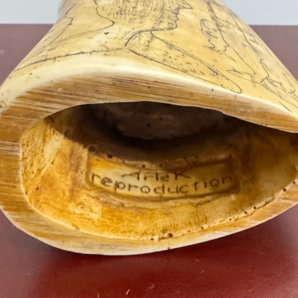 SCRIMSHAW REPLICA RESIN SPERM WHALE TOOTH SHOAL OF WHALES ARTEK MS ANCHOR LOGO - Picture 10 of 14